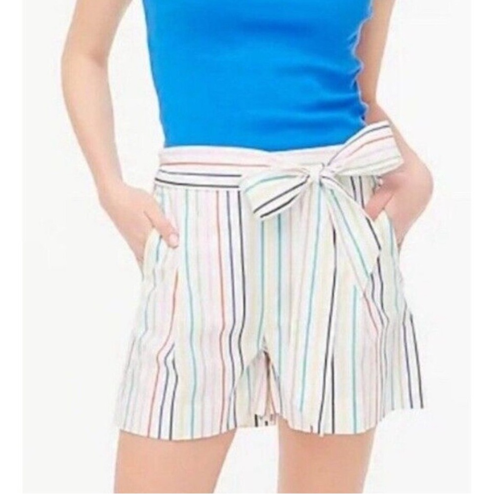 JCrew Factory rainbow striped tie-waist short size 6